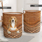 Beagle Dog Rattan Texture Laundry Basket For Nursery Dorm And Home Storage