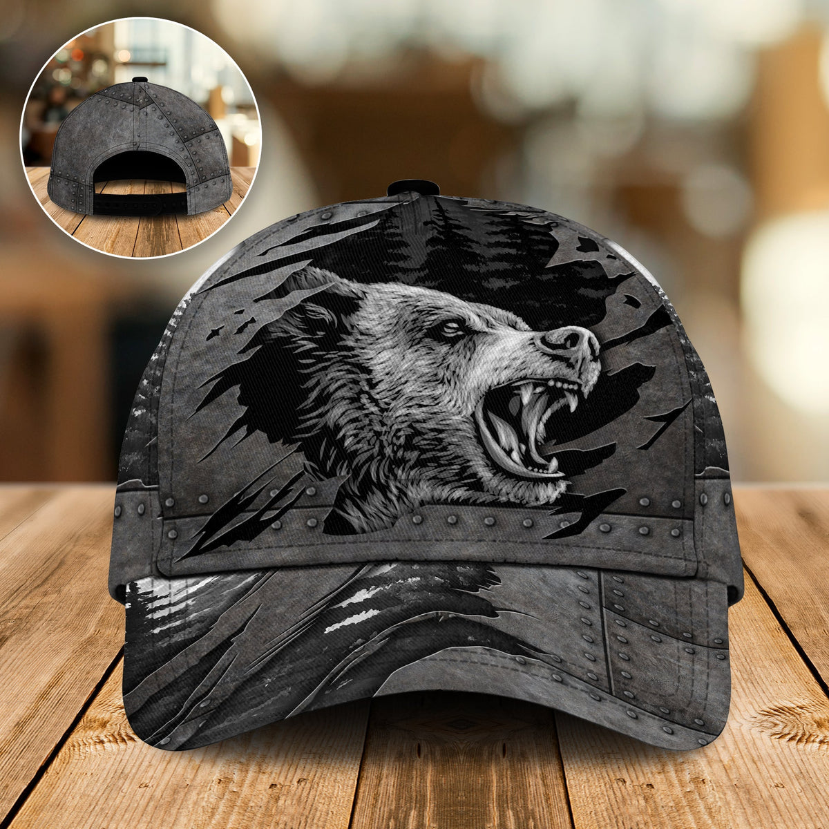Bear Forest Black Classic Cap For Beach Outings Holidays And Thoughtful Everyday Style