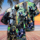 Black Bear Family Spring Hawaiian Shirt Pattern Detail For Summer Holidays And Outdoor Fun