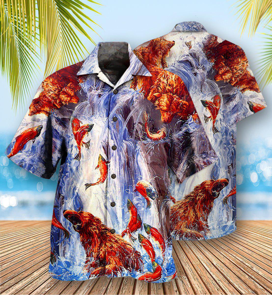 Bear Hawaiian Shirt With Detailed Graphic For Coastal Vacations Warm Weather Events And Daily Style
