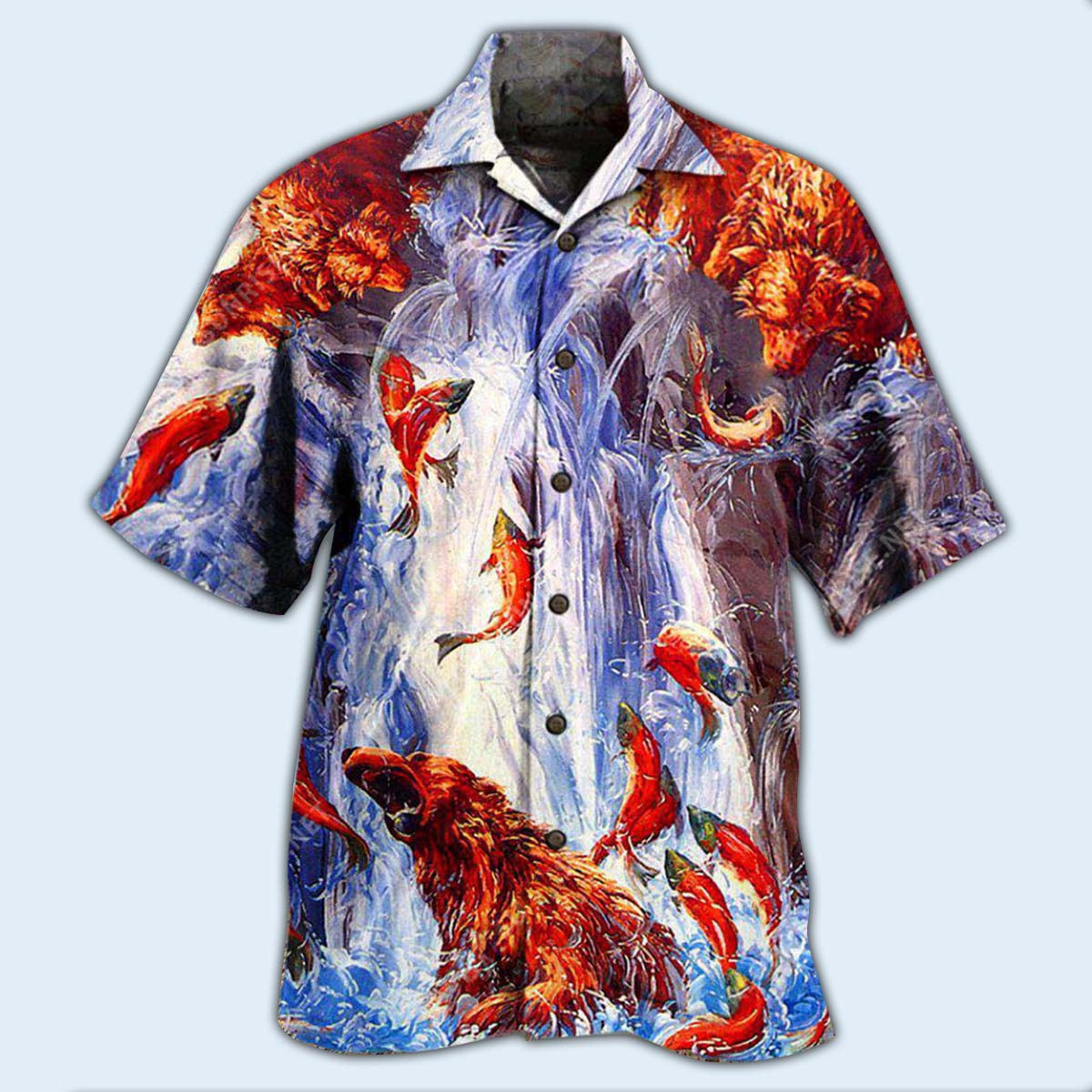 Bear Hawaiian Shirt With All Over Print For Coastal Vacations Warm Weather Events And Daily Style