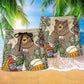 Bear Loves Bourbon Humor Beach Shorts Pattern View For Resort Days And Outdoor Activities