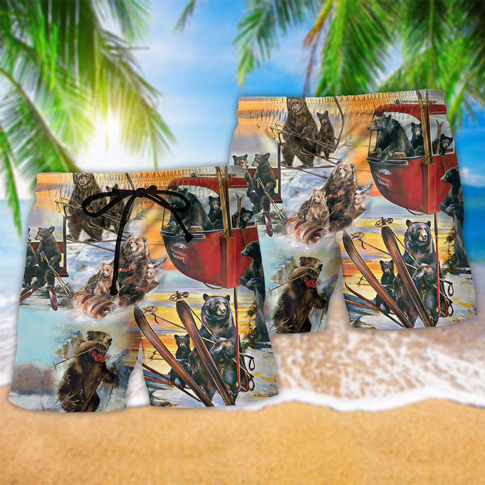 Live Breathe Ski Bear Winter Beach Shorts Design View For Summer Events And Coastal Getaways