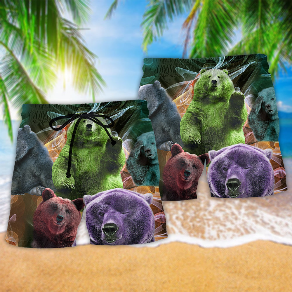 Neon Bear Beach Shorts Pattern Detail For Everyday Outings And Everyday Comfort