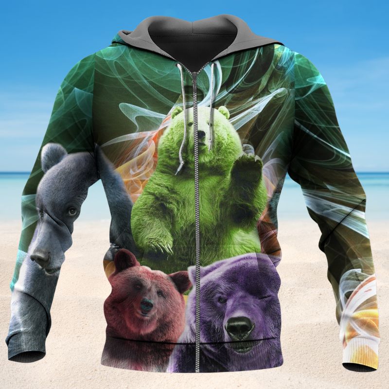 Neon Bear Love Light Hoodie For Wildlife Adventures Everyday Wear And Relaxed Outfits