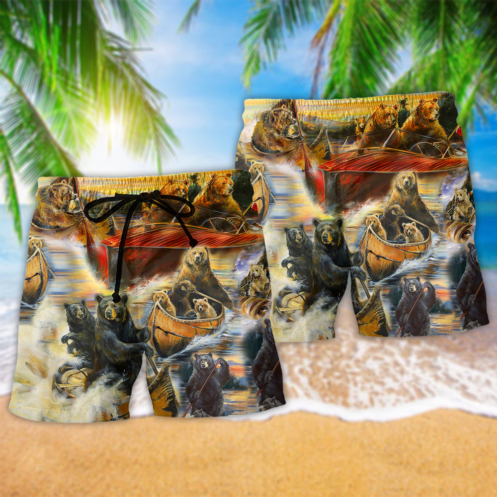 Bear Whatever Floats Beach Shorts Pattern Detail For Outdoor Activities And Laid Back Daily Wear
