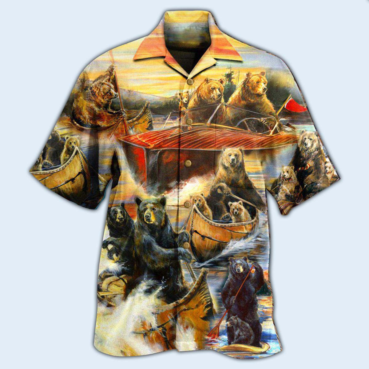 Bear Whatever Floats Boats Win Hawaiian Shirt For Poolside Relaxation And Sunny Getaways