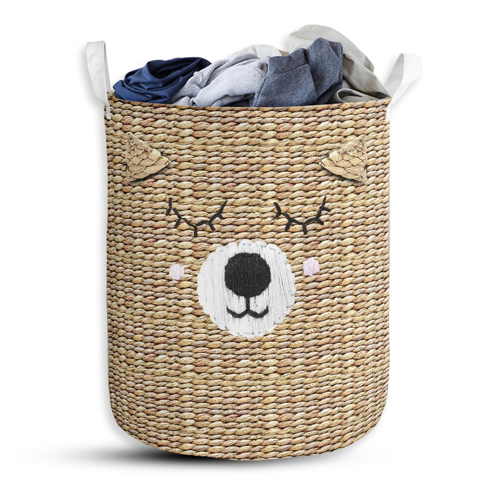 Small Size Bear Wicker Laundry Basket For Bathroom Bedroom Storage