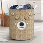 Bear Wicker Laundry Basket For Room Home Organizer