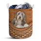 Small Size Bearded Collie Dog Rattan Texture Laundry Basket For Bathroom Bedroom Storage