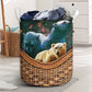 Bear Rattan Texture Style Laundry Basket For Room Home Organizer