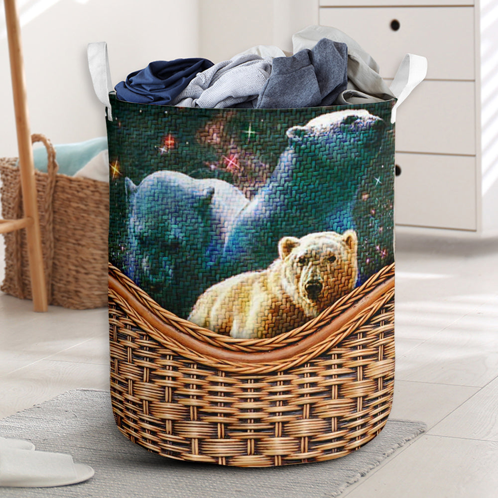 Bear Rattan Texture Style Laundry Basket For Room Home Organizer