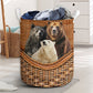 Bear Rattan Texture Three Bears Laundry Basket For Room Home Organizer