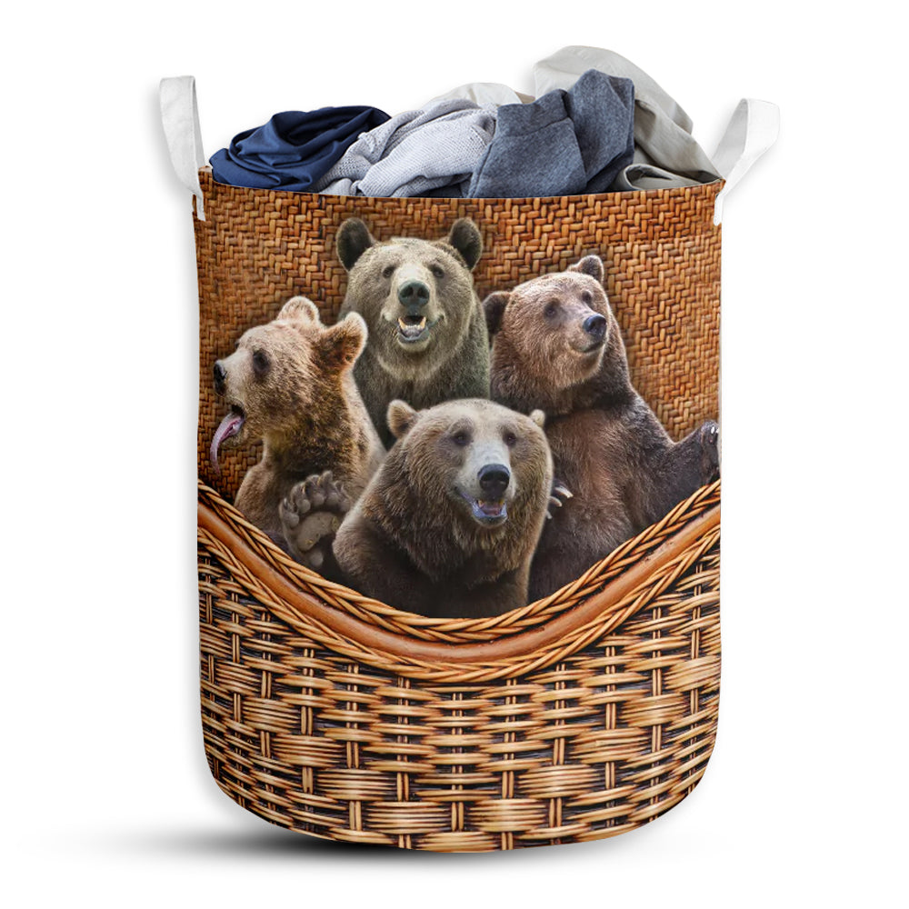 Bear Rattan Texture Four Bears Laundry Basket For Farmhouse Bathroom Bedroom Laundry Room And Home Decor