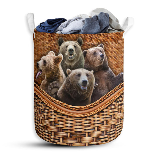 Bear Rattan Texture Four Bears Laundry Basket For Farmhouse Bathroom Bedroom Laundry Room And Home Decor