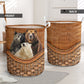 Bear Rattan Texture Three Bears Laundry Basket For Nursery Dorm And Home Storage