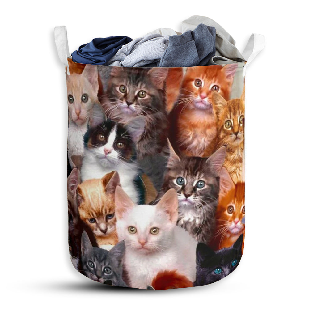 Small Size Cat Beautiful Cute Cats Colorful Laundry Basket For Bathroom Bedroom Storage