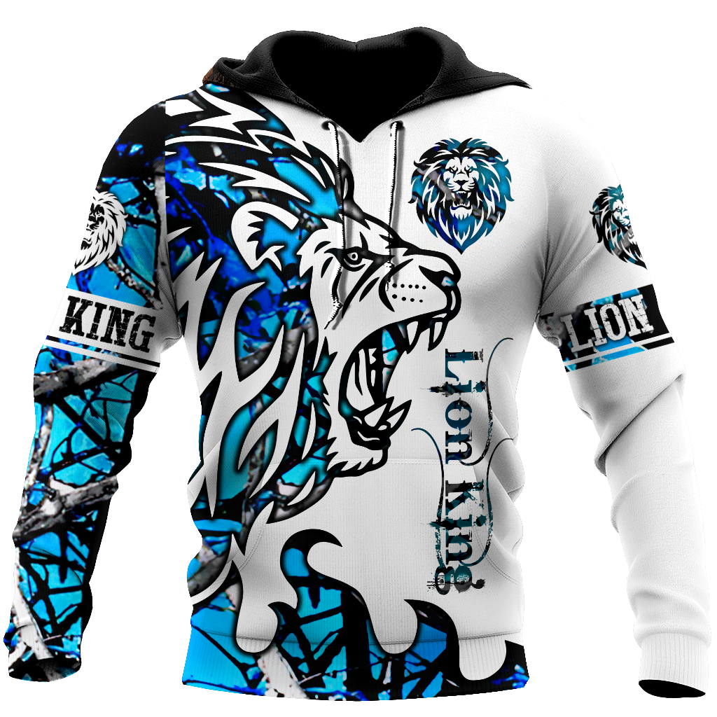 Blue Lion Tattoo Camo Hoodie For Wildlife Enthusiasts Weekend Adventures And Casual Style