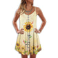 Sunflower Beautiful And Stunning V-Neck Sleeveless Cami Dress For Travel And Comfortable Botanical Styling
