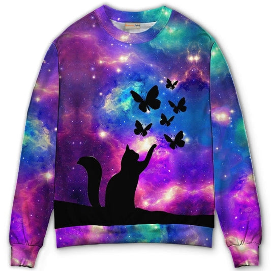 Cat And Butterfly Sweater For Animal Lovers Casual Wear Holidays And Thoughtful Gifting