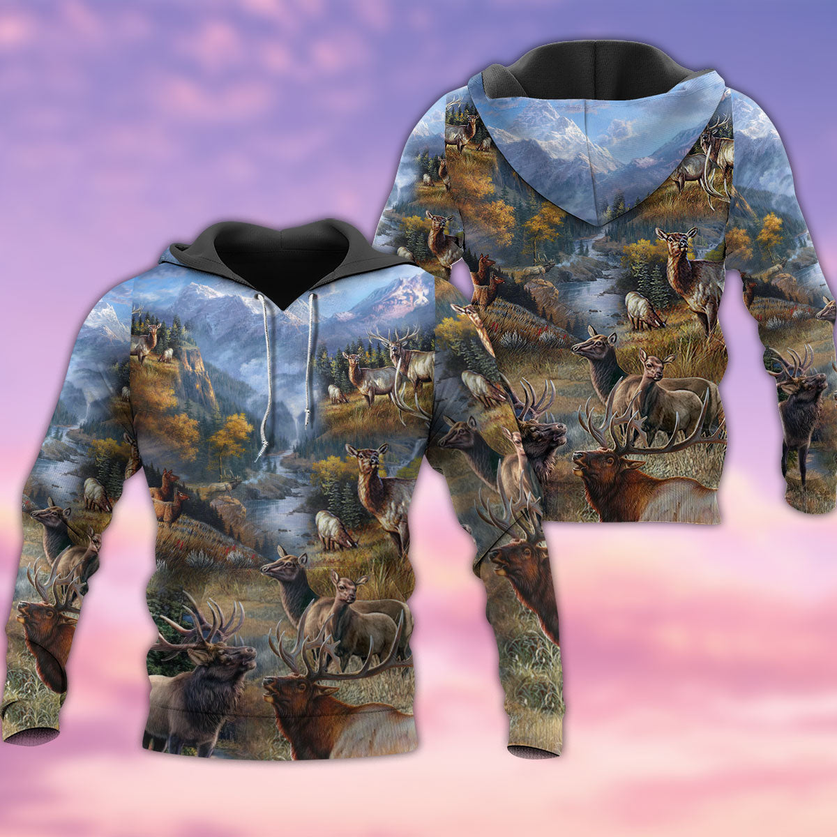 Beautiful Elk Peace Nature Hoodie For Festival Days Weekend Adventures And Relaxed Style