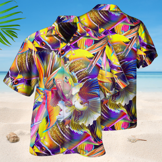 Elegant Fish Hawaiian Shirt For Coastal Travel, Casual Events, And Comfortable Summer Wear