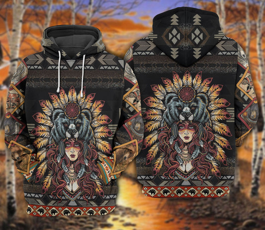 Native Bear Hoodie For Heritage Artwork Enthusiasts Weekend Trips And Gifting
