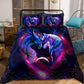 Galaxy Dragon And Wolf Battle Bedding Cover For Fantasy Bedroom Decor