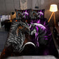 Orange And Purple Dragon And Wolf Fantasy Bedding Cover For Fantasy Bedroom Decor