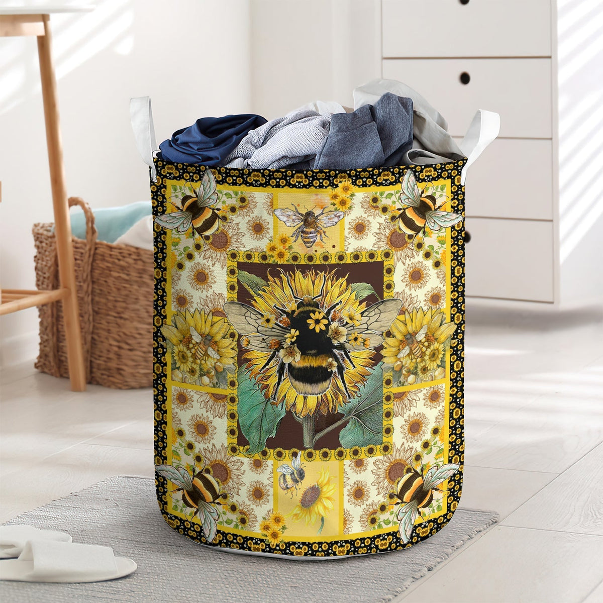 Beautiful Yellow Bee Laundry Basket For Bathroom Bedroom Storage