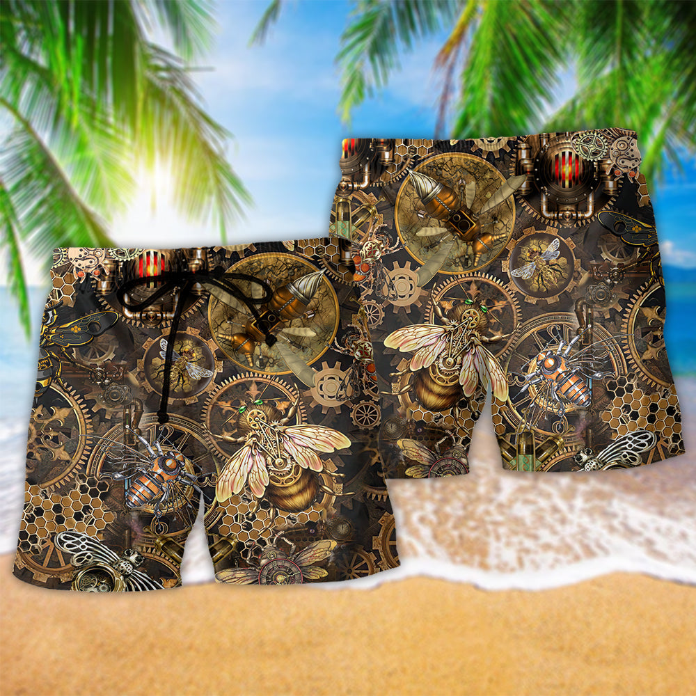 Bee Kind Beach Shorts Pattern Detail For Leisure Travel And Relaxed Casual Style
