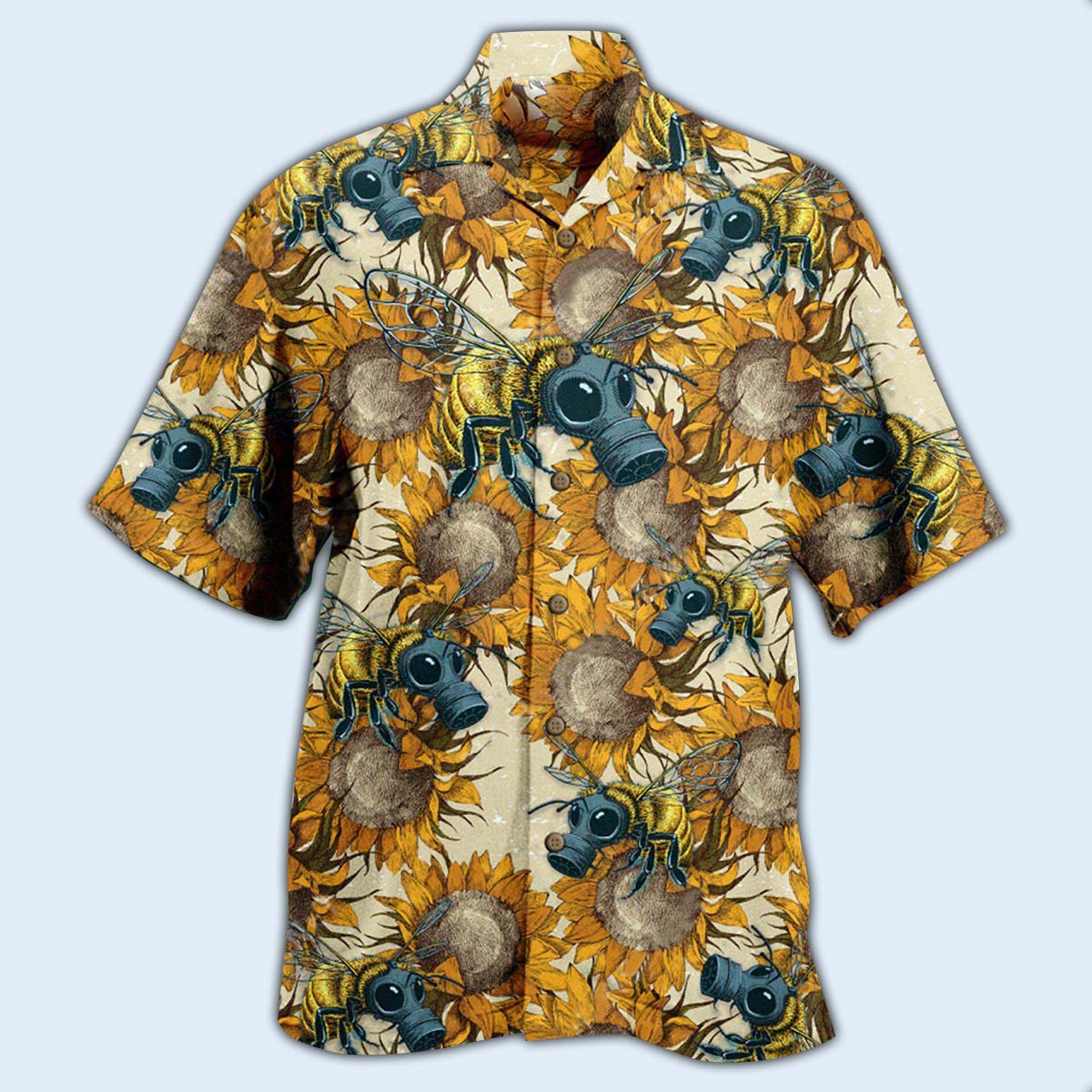 Sunflower Honey Bee Hawaiian Shirt With All Over Print For Coastal Adventures Summer Events And Everyday Comfort