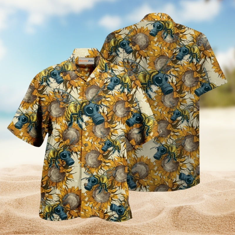 Bees And Sunflowers Hawaiian Shirt For Summer Gatherings Nature Fans And Comfortable Vacation Style