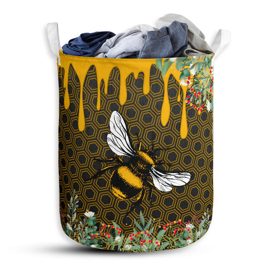 Small Size Bee Flower Honey Laundry Basket For Bathroom Bedroom Storage