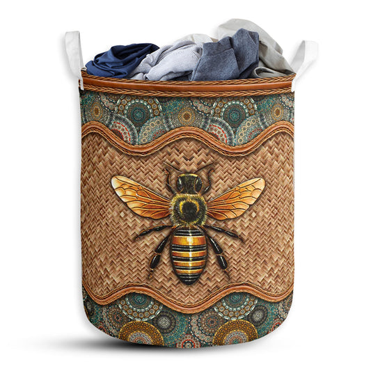 Small Size Bee Rattan Mandala Classic Laundry Basket For Bathroom Bedroom Storage