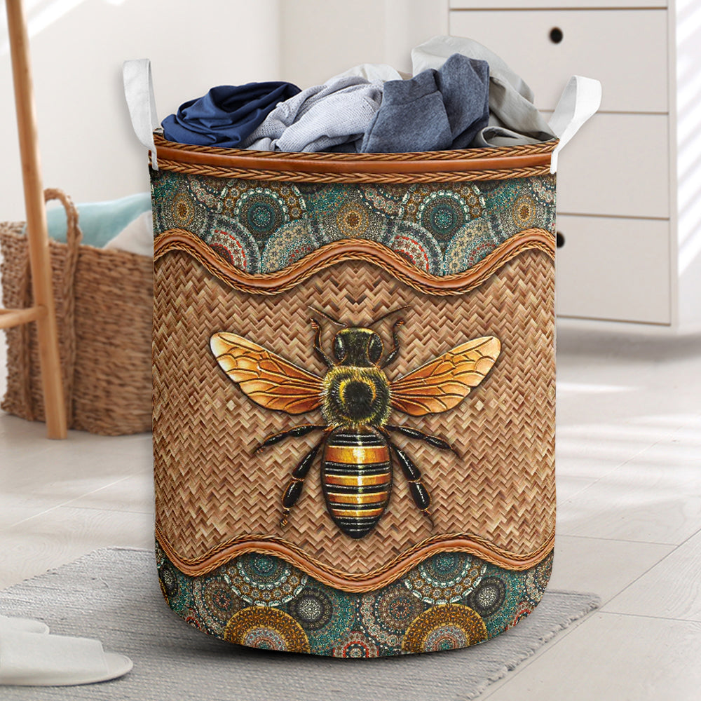 Bee Rattan Mandala Classic Laundry Basket For Room Home Organizer