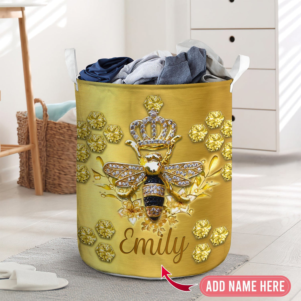 Beautiful Bee Jewelry Style Laundry Basket For Bathroom Bedroom Storage