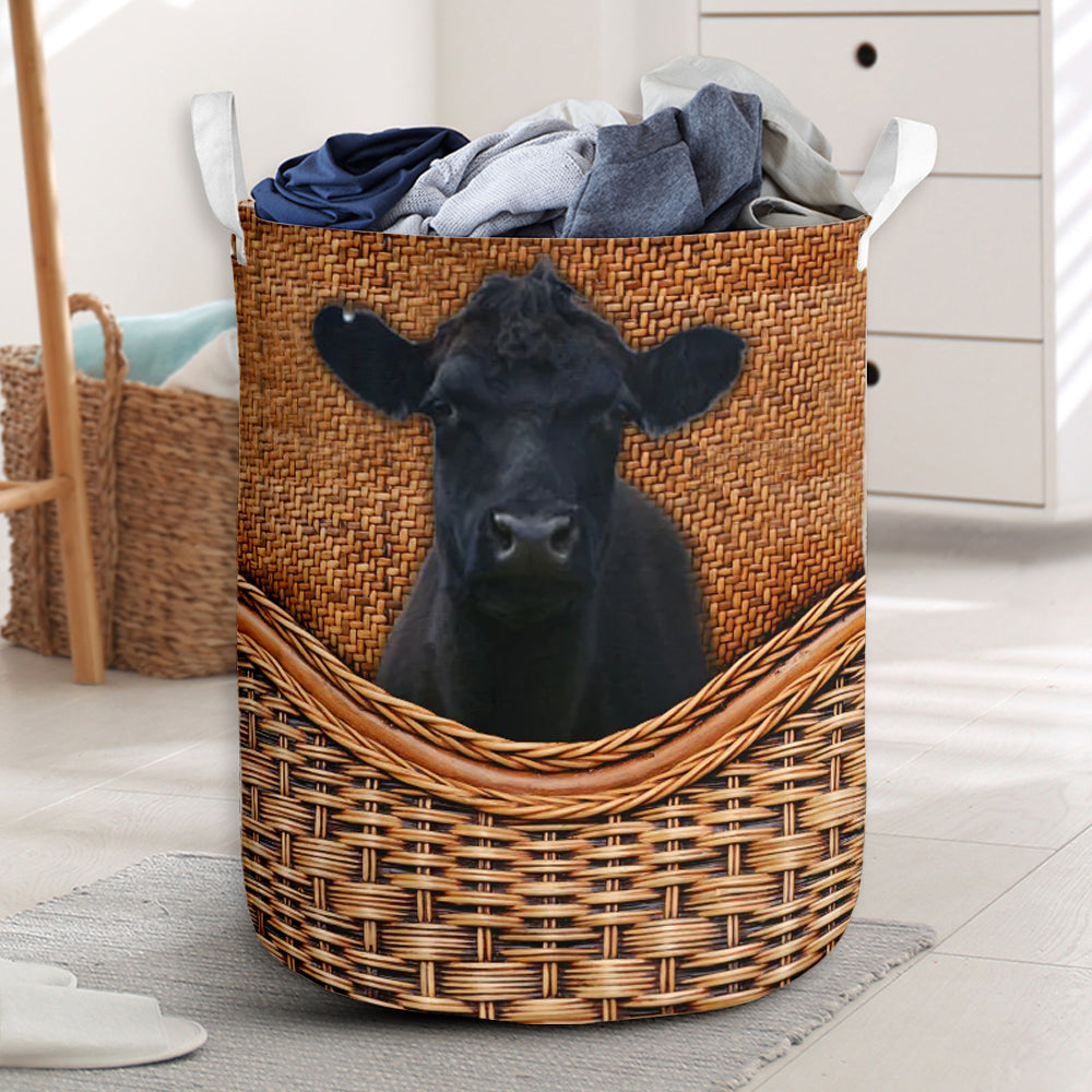 Cow Beef Cattle Cow Rattan Texture Laundry Basket For Room Home Organizer