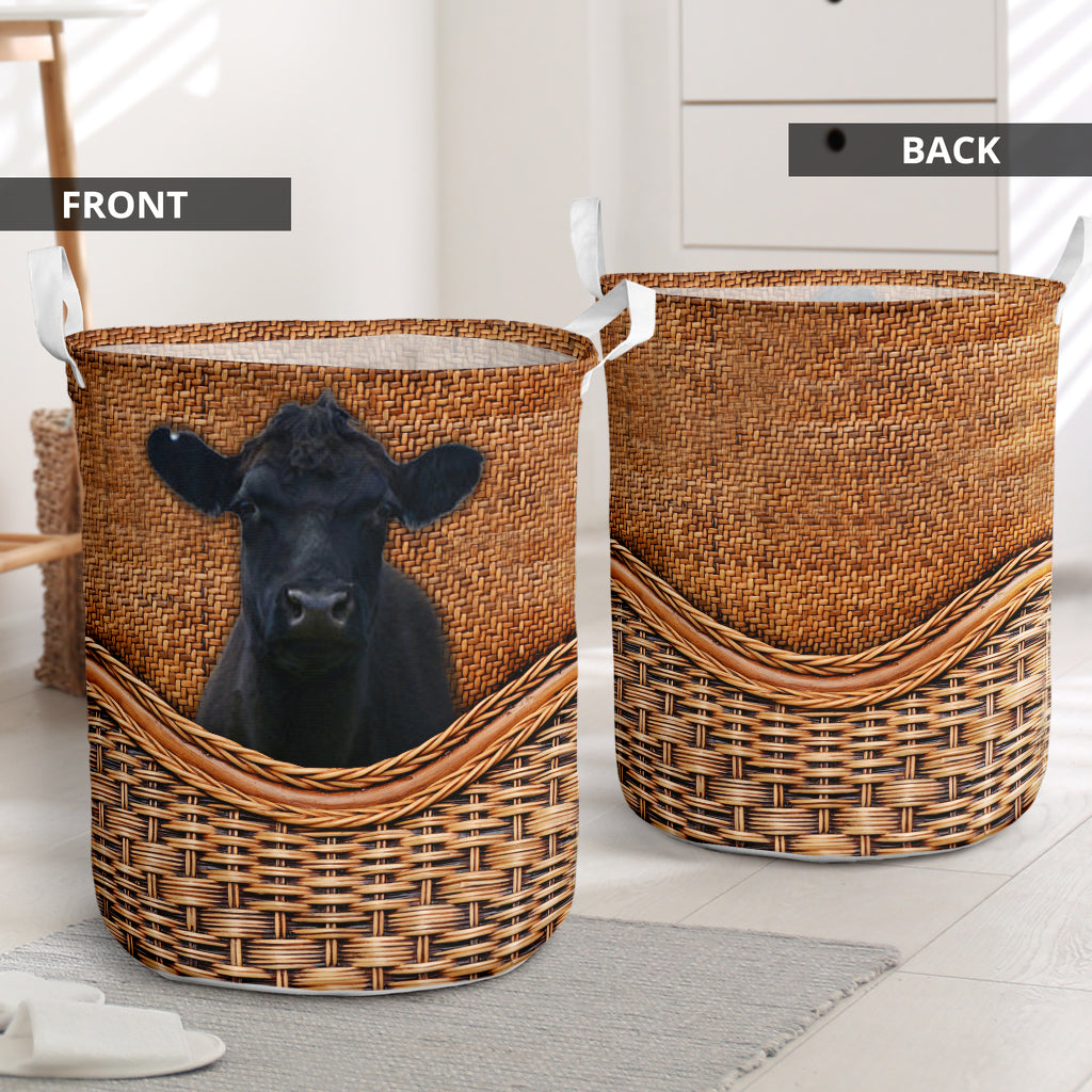 Cow Beef Cattle Cow Rattan Texture Laundry Basket For Nursery Dorm And Home Storage