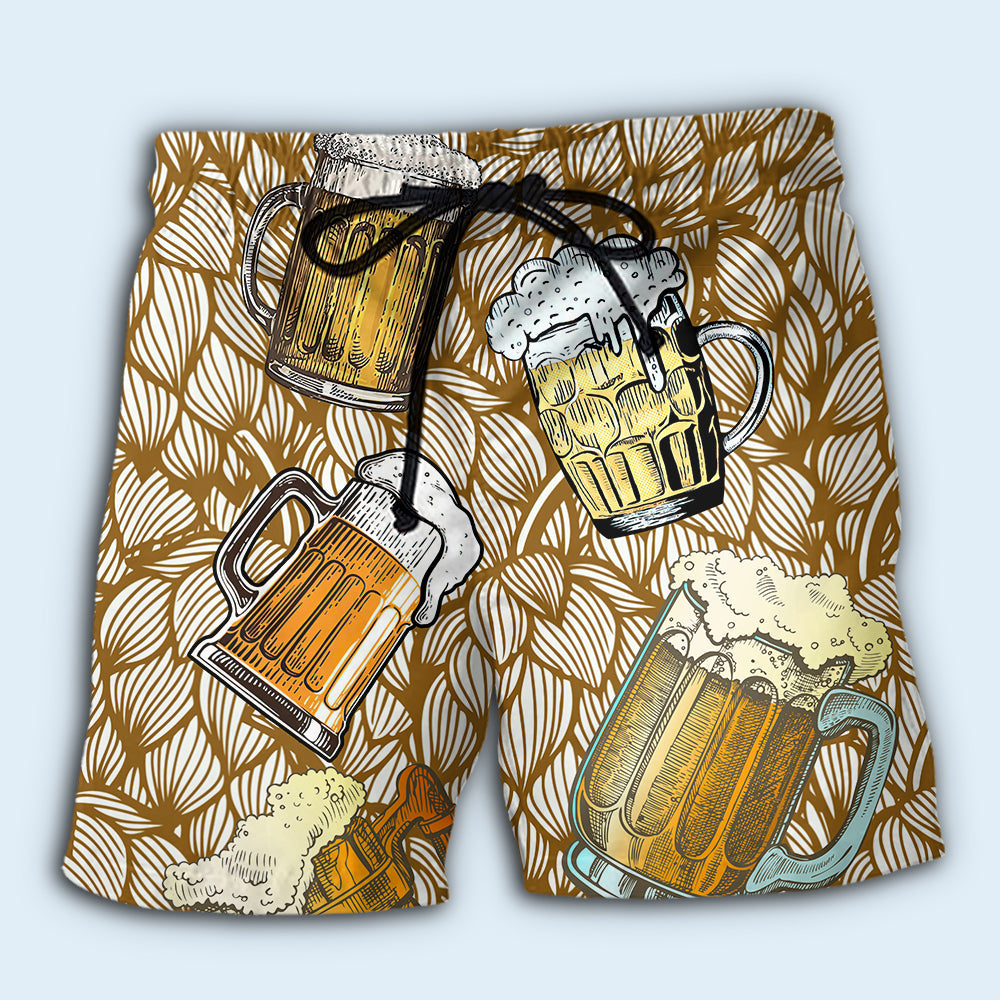 Beer Lover Beach Shorts Pattern View For Beach Days And Outdoor Parties
