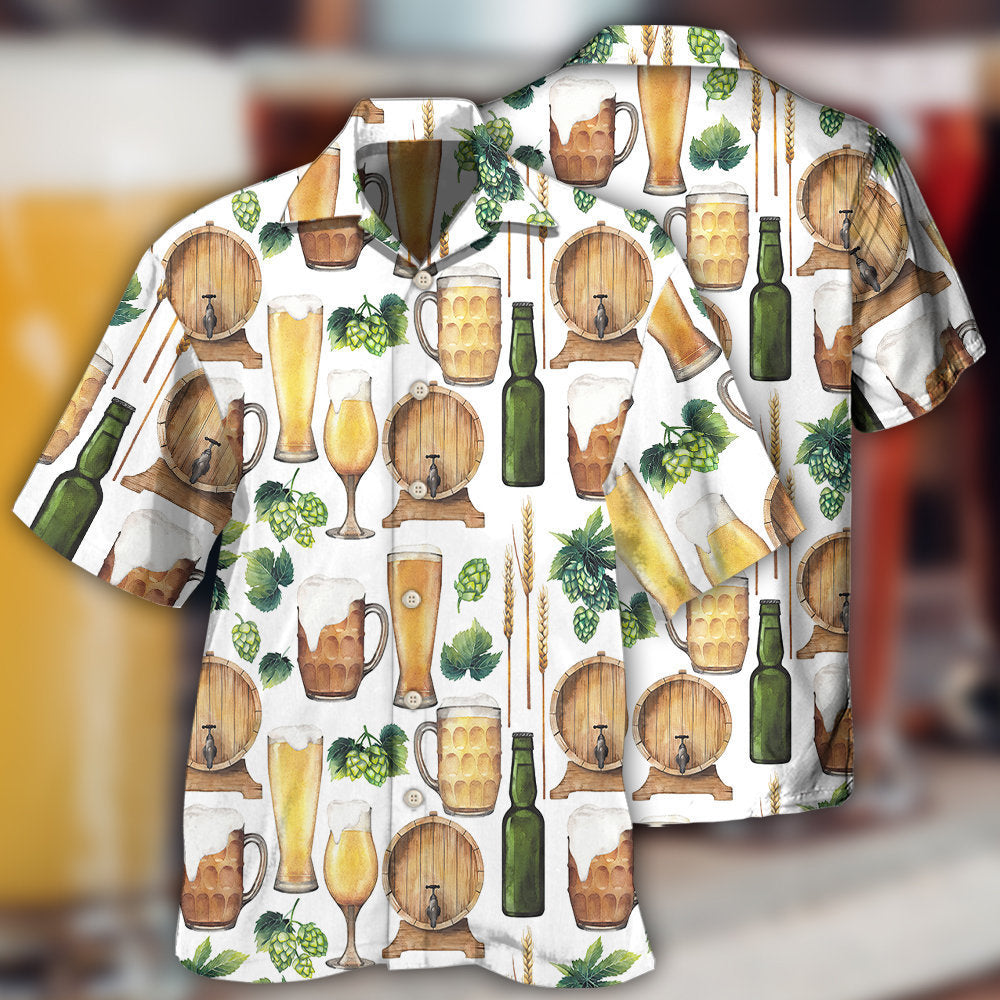 Beer Creative Pattern Hawaiian Shirt For Resort Trips, Coastal Parties, And Warm Weather Style