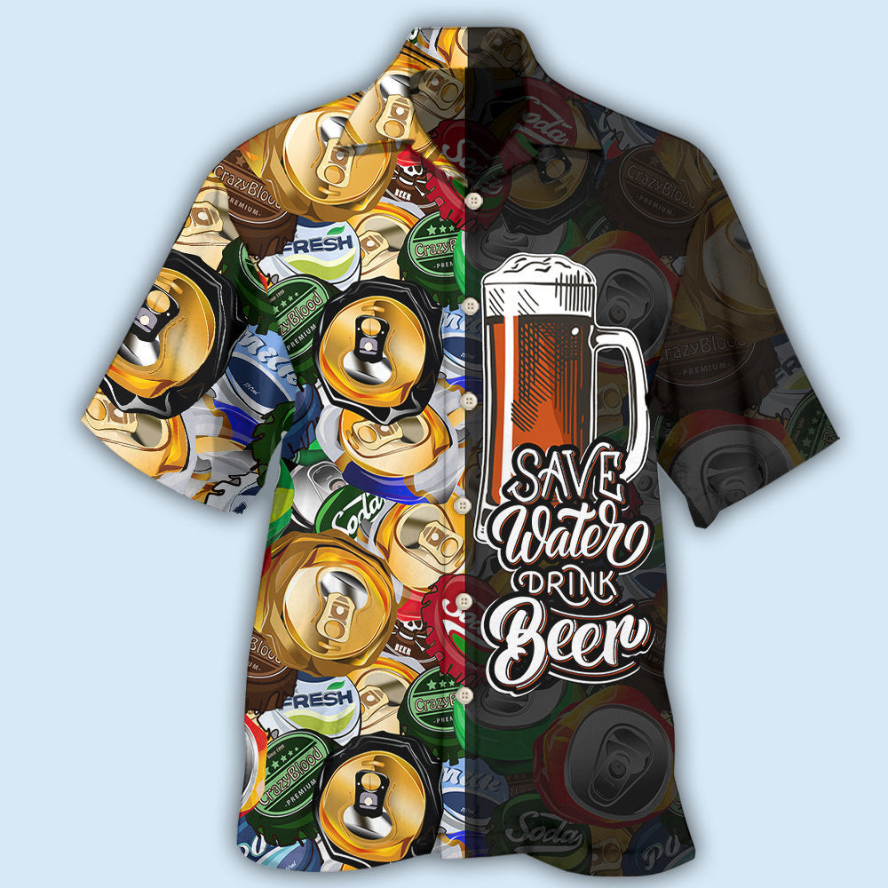 Save Water Drink Beer Hawaiian Shirt For Summer Vacation, Beach Travel, And Casual Wear