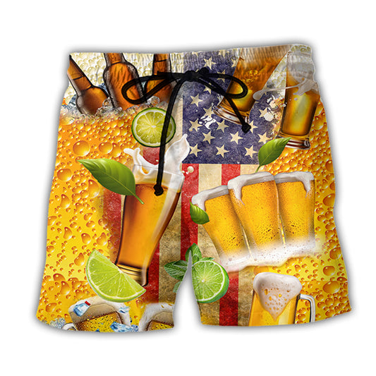 Independence Day Beer Americana Beach Shorts For Casual Day Trips And Everyday Comfort