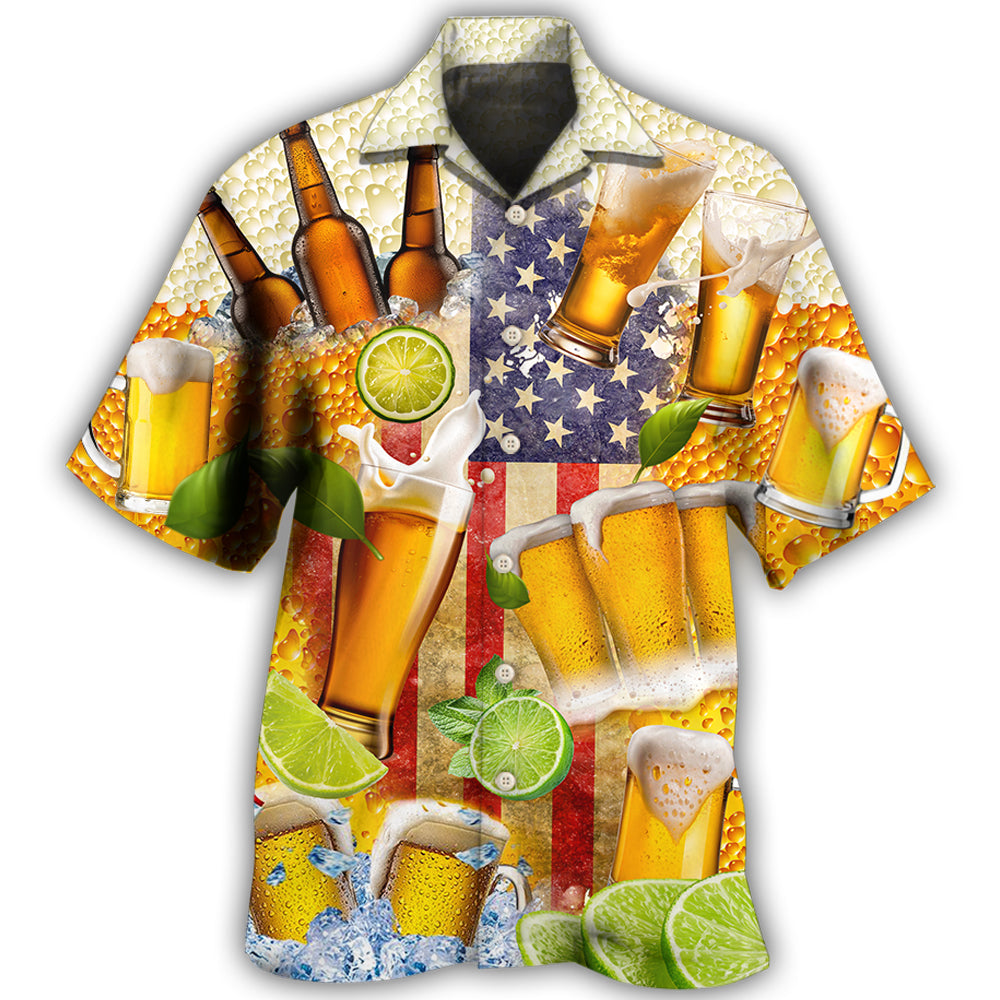 Patriotic Beer Independence Hawaiian Shirt For Patriotic Events, Summer Travel, And Casual Outdoor Wear