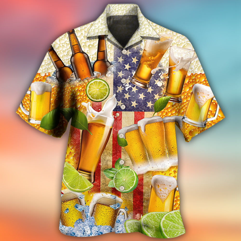Beer Independence Day American Hawaiian Shirt For Beach Parties And Weekend Getaways