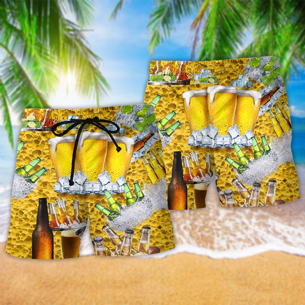 Craft Beer Beach Shorts Pattern Detail For Holiday Travel And Flexible Everyday Wear