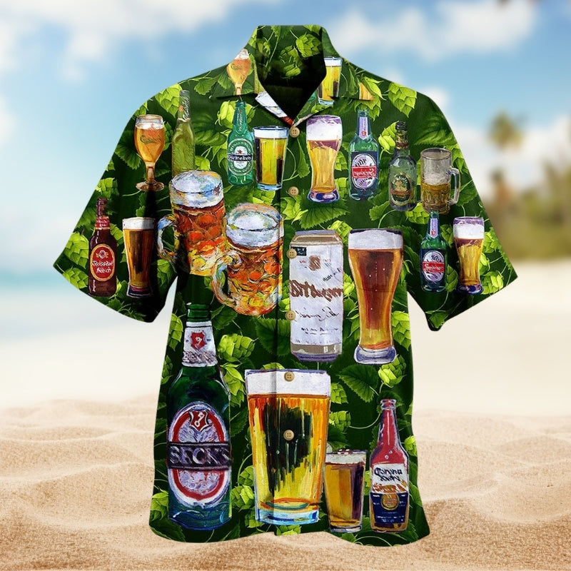 Beer Creative Pattern Hawaiian Shirt For Beach Days, Summer Outings, And Thoughtful Gift Giving