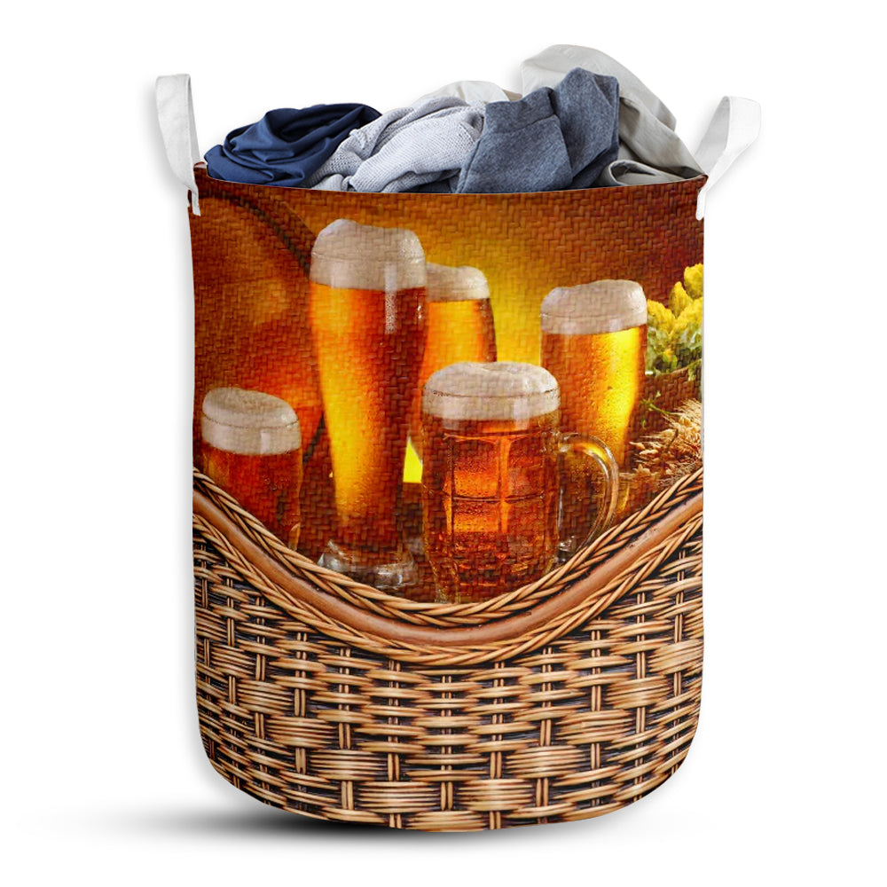 Small Size Beverage Theme Rattan Texture Laundry Basket For Bathroom Bedroom Storage