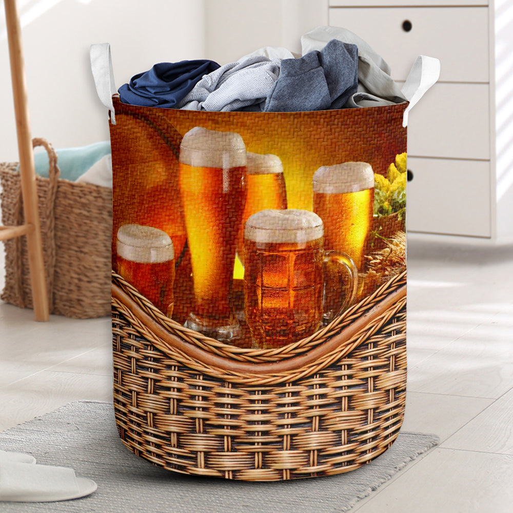 Beverage Theme Rattan Texture Laundry Basket For Room Home Organizer