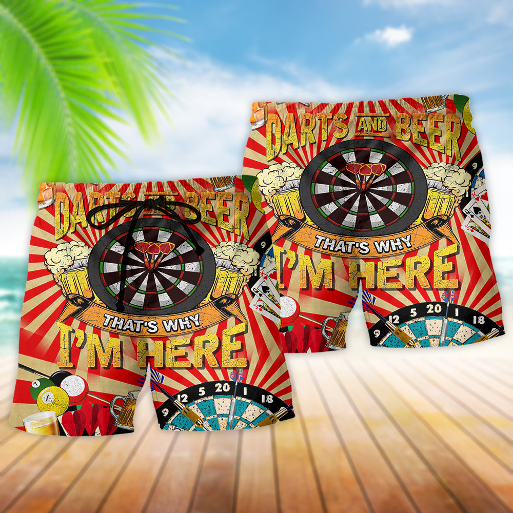 Vintage Darts Beer Humor Beach Shorts Pattern View For Coastal Holidays And Casual Activities